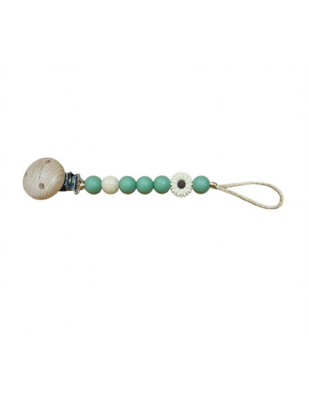 KLEIN ATELIER FOPSPEENKETTING NEW BORN GROEN/BEIGE BLOEM