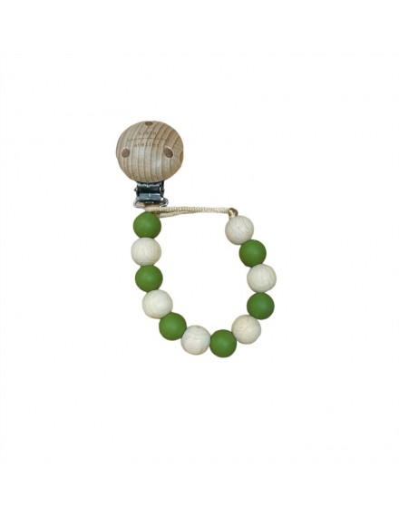 KLEIN ATELIER FOPSPEENKETTING HOUT & SILICONE GROEN