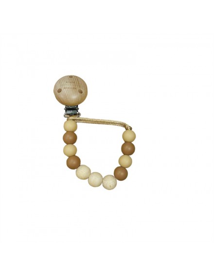 KLEIN ATELIER FOPSPEENKETTING HOUT & SILICONE BEIGE/BRUIN