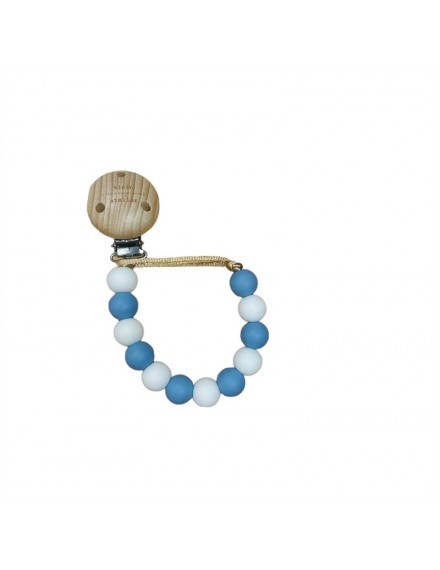 KLEIN ATELIER FOPSPEENKETTING SILICONE  BLAUW WIT