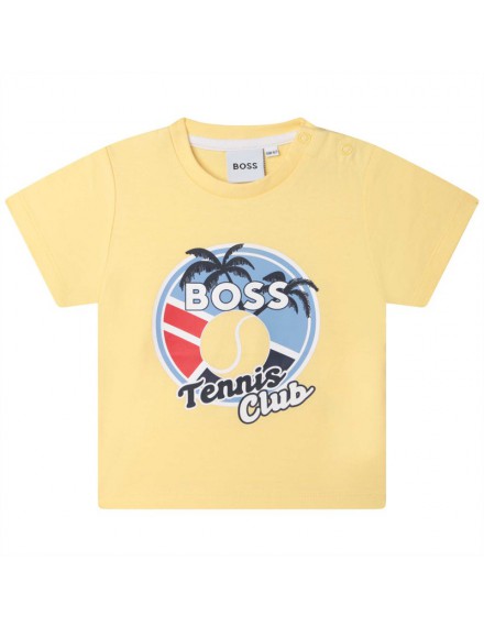 BOSS T-SHIRT 'BOSS TENNIS CLUB' GEEL