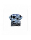 BOSS T-SHIRT BLAUW MET PALMBOMEN