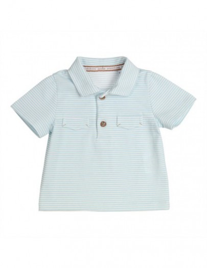 GYMP POLO GESTREEPT TURQUOISE