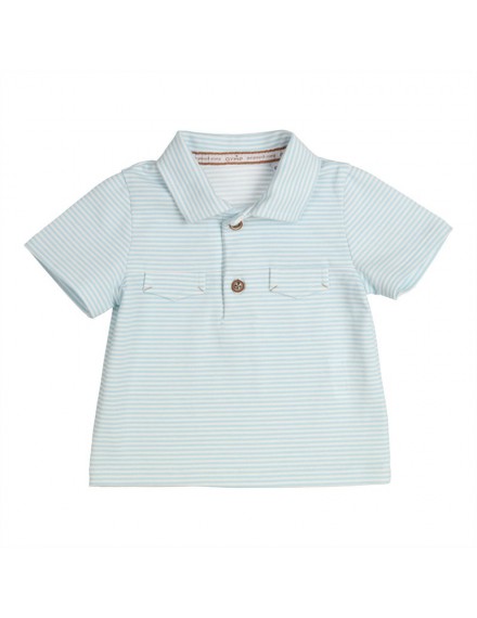 GYMP POLO GESTREEPT TURQUOISE