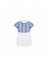 RALPH LAUREN SET 2-DELIG HEMD GESTREEPT BLAUW+ SHORT WIT