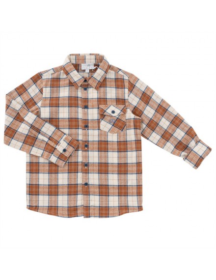 NATINI HEMD ARTHUR SQUARE FLANEL COGNAC