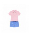 RALPH LAUREN ROZE POLO MET BLAUW SHORTJE