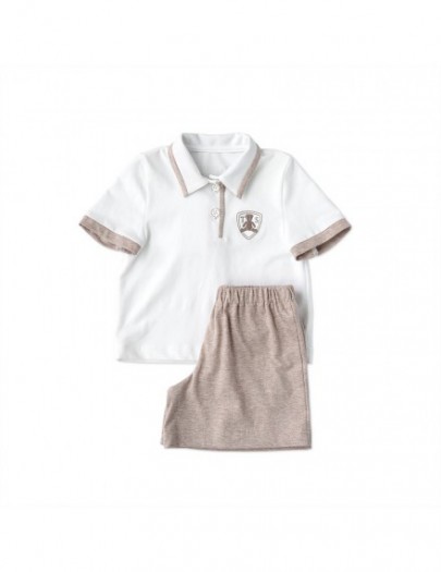 TEDDIES&STORIES SHORT SET PYJAMA WHITE-BEIGE