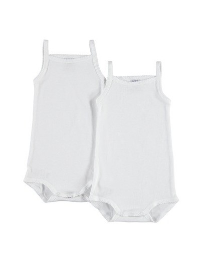 BODY BRETELLEN MEISJE 6M WIT 2ST PETIT BATEAU