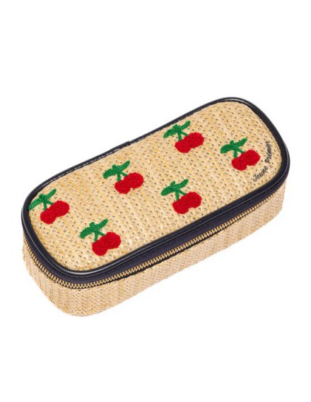 JEUNE PREMIER PENCIL BOX RAFFIA CHERRY