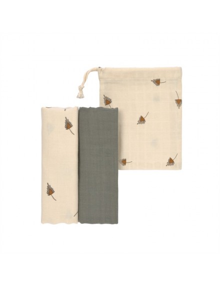 LASSIG SWADDLE & BURP BLANKET TAUPE 60X60CM 2 STUKS