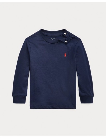 RALPH LAUREN T-SHIRT MET LANGE MOUWEN BLAUW