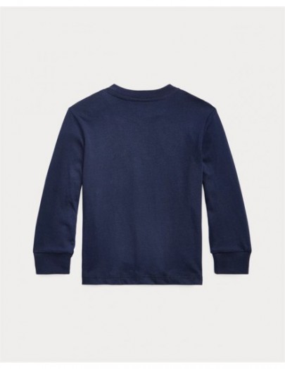 RALPH LAUREN T-SHIRT MET LANGE MOUWEN BLAUW