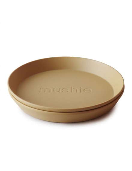 MUSHIE PLATES ROUND MUSTARD