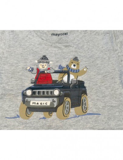 MAYORAL T-SHIRT LANGE MOUWEN AUTO MAGIC GRIJS