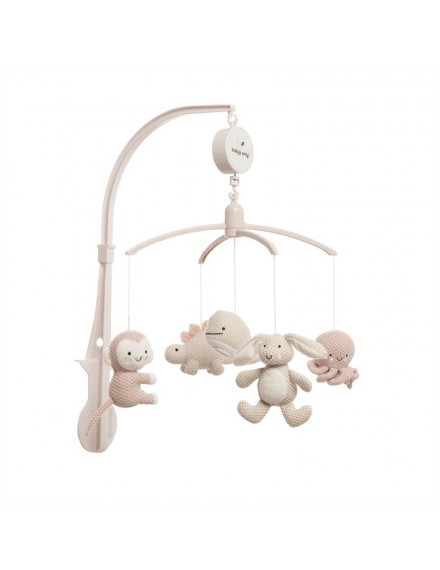 BABY'S ONLY ANIMALS MUZIEKMOBIEL OUD ROZE/WARM LINNEN