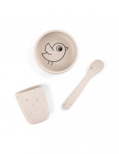 DONE BY DEER FIRST MEAL SET SILICONE BIRDEE SAND
