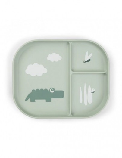 DONE BY DEER FOODIE COMPARTMENT PLATE CROCO GREEN