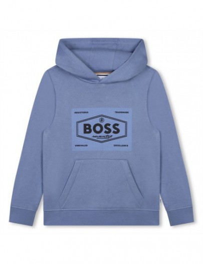 BOSS SWEATER MET KAP BLAUW