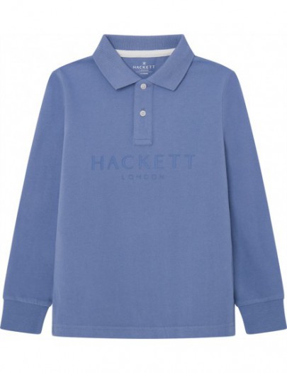 HACKETT LONGSLEEVE LOGO POLO BLAUW