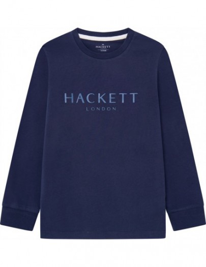 HACKETT LONGSLEEVE LOGO TEE BLAUW