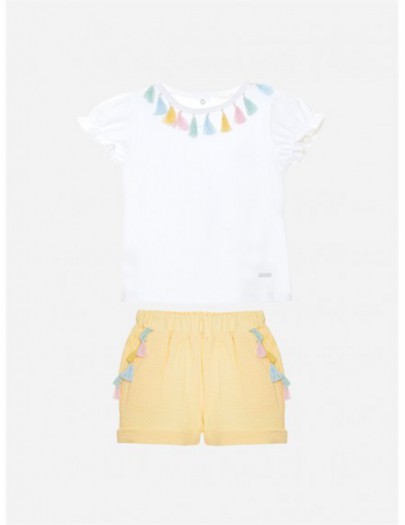 PATACHOU SET T-SHIRT + SHORT WIT/GEEL