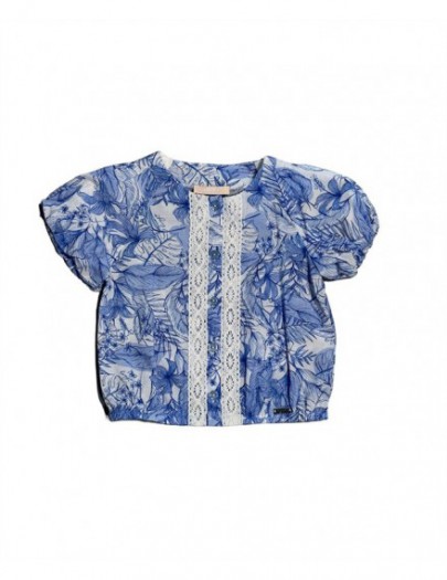 LIU JO BLOUSE FLOWERS BLAUW