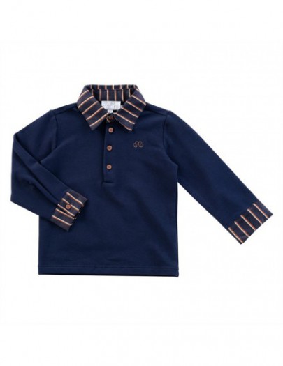 NATINI POLO PAUL STRIPES DARK BLUE