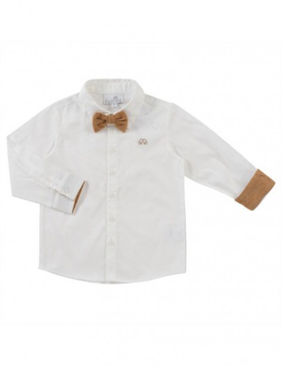 NATINI SHIRT PIERROT BOW RIB OFFWHITE-BEIGE