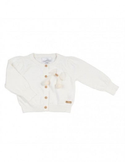 NATINI CARDIGAN BOW OFFWHITE