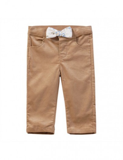 NATINI PANTS BOW FLOWER BEIGE