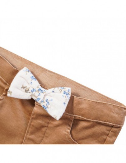 NATINI PANTS BOW FLOWER BEIGE