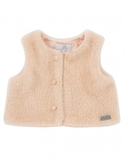 NATINI GILET FUR FLOWER PINK