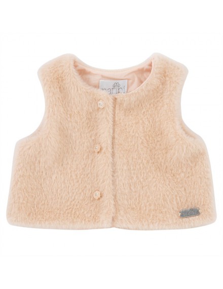 NATINI GILET FUR FLOWER PINK