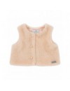 NATINI GILET FUR FLOWER PINK