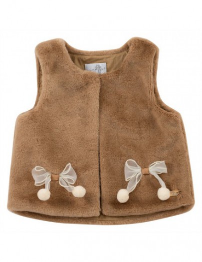 NATINI GILET FUR BOW BEIGE