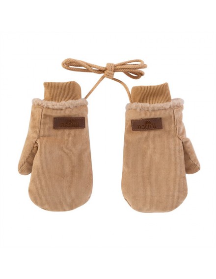 NATINI MITTENS RIB DARK BEIGE