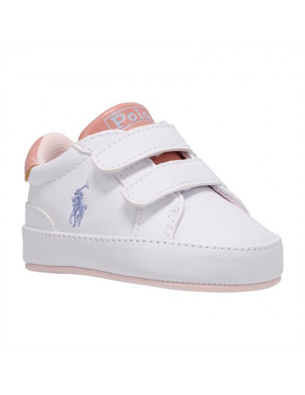 RALPH LAUREN SNEAKERS L-WHITE SMOOTH/PINK