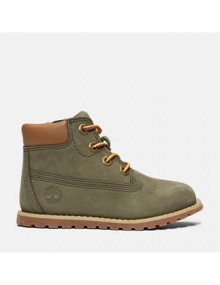 TIMBERLAND POKEY PINE FLUFFY-COLLAR ZIP BOOT VOOR PEUTERS EN KLEUTERS IN GROEN