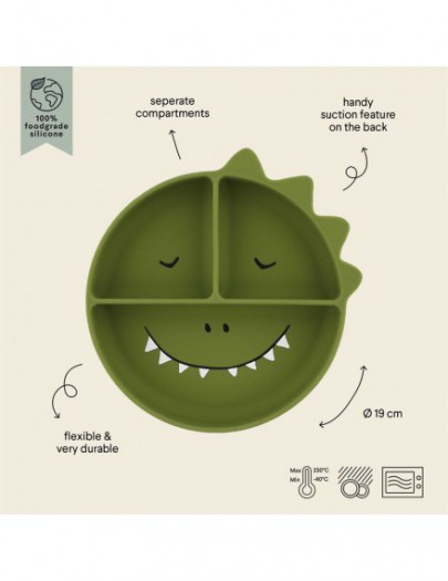 TRIXIE SILICONE DIVIDED SUCTION PLATE - MR DINO