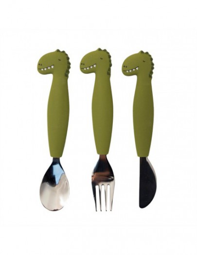 TRIXIE SILICONE CUTLERY SET 3-PACK - MR DINO