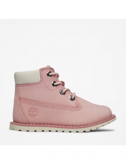 TIMBERLAND POCKEY PINE FLUFFY-COLLAR ZIP BOOT VOOR PEUTERS EN KLEUTERS IN ROZE