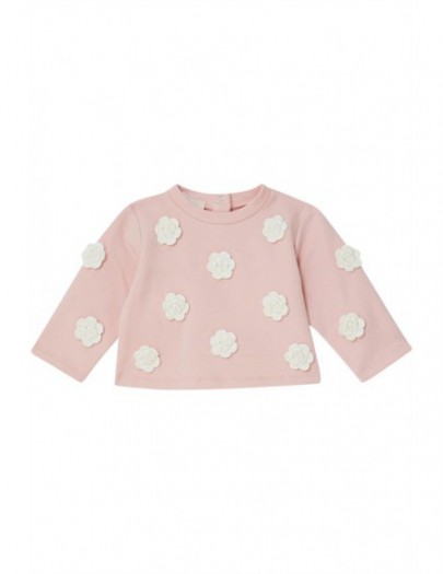 LIU JO SWEATER FLOWERS MISTIC ROSE