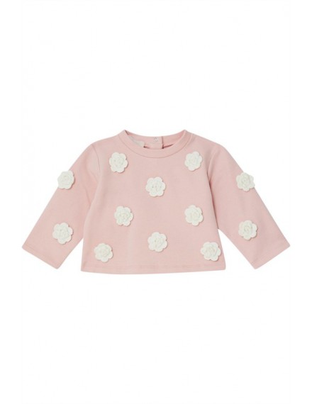 LIU JO SWEATER FLOWERS MISTIC ROSE