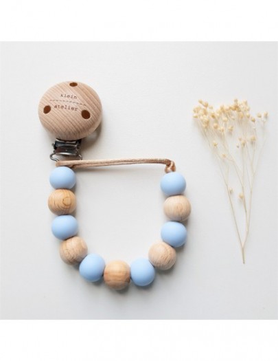 KLEIN ATELIER FOPSPEENKETTING HOUT & SILICONE SOFT BLUE