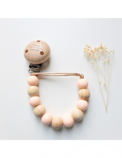 KLEIN ATELIER FOPSPEENKETTING HOUT & SILICONE SOFT PINK