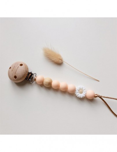 KLEIN ATELIER FOPSPEENKETTING NEW BORN SOFT PINK/WHITE BLOEM