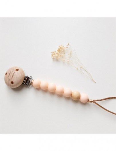 KLEIN ATELIER FOPSPEENKETTING NEW BORN MET KRAAL SOFT PINK