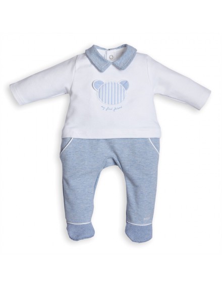 OT FIRST KRUIPPAKJE TEDDY BLAUW GESTREEPT