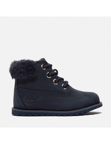 TIMBERLAND POCKEY PINE FLUFFY-COLLAR ZIP BOOT VOOR PEUTERS IN DONKERBLAUW NUBUCK